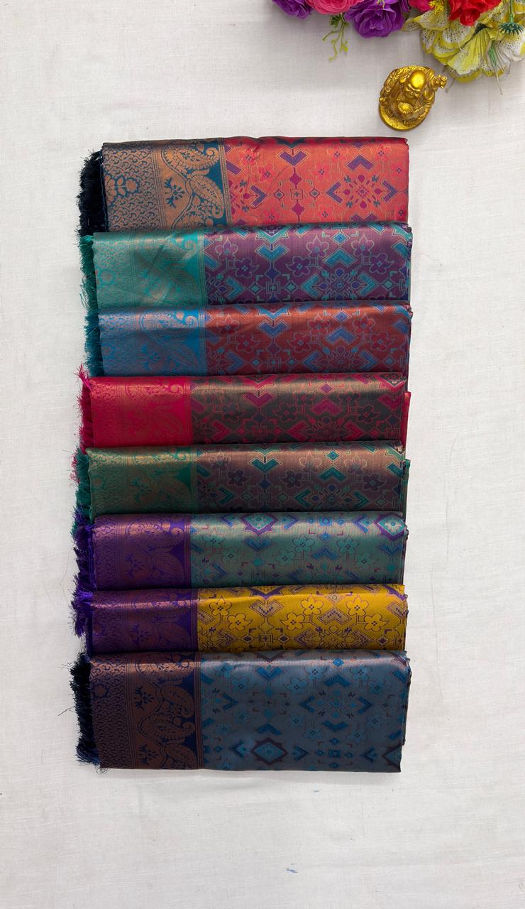 10 Banarasi silk saree with Contrast blouse 